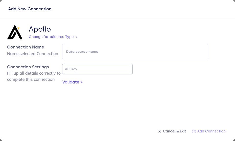 Apollo connection form