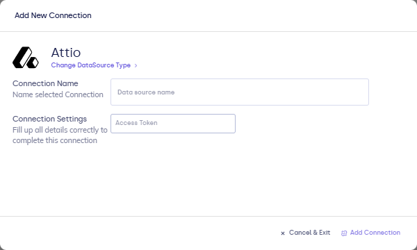 Attio connection or API key form