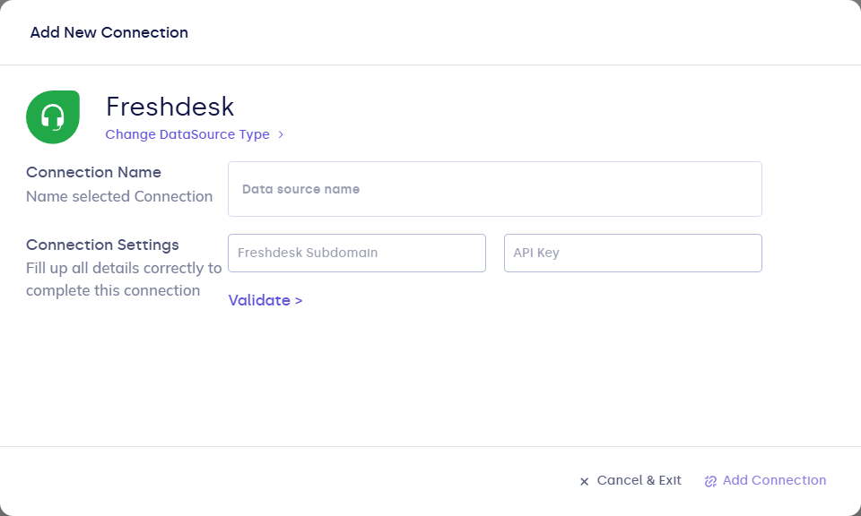 Freshdesk connection form