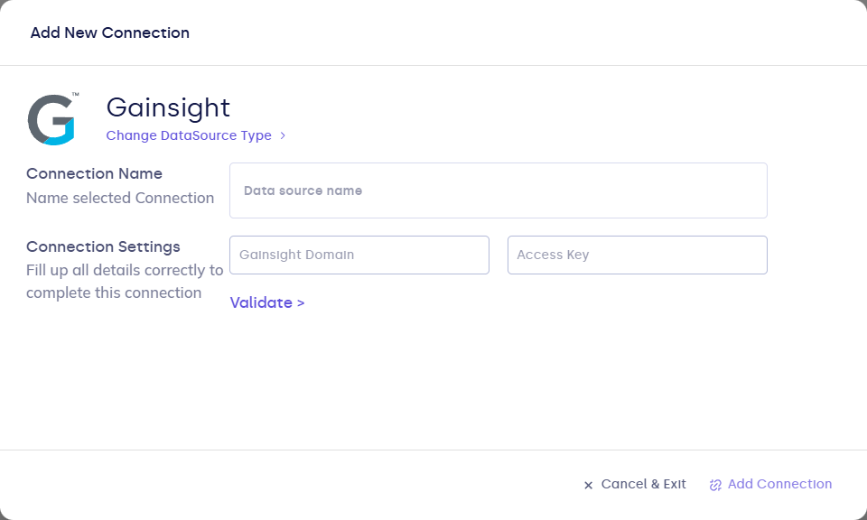 Gainsight connection form