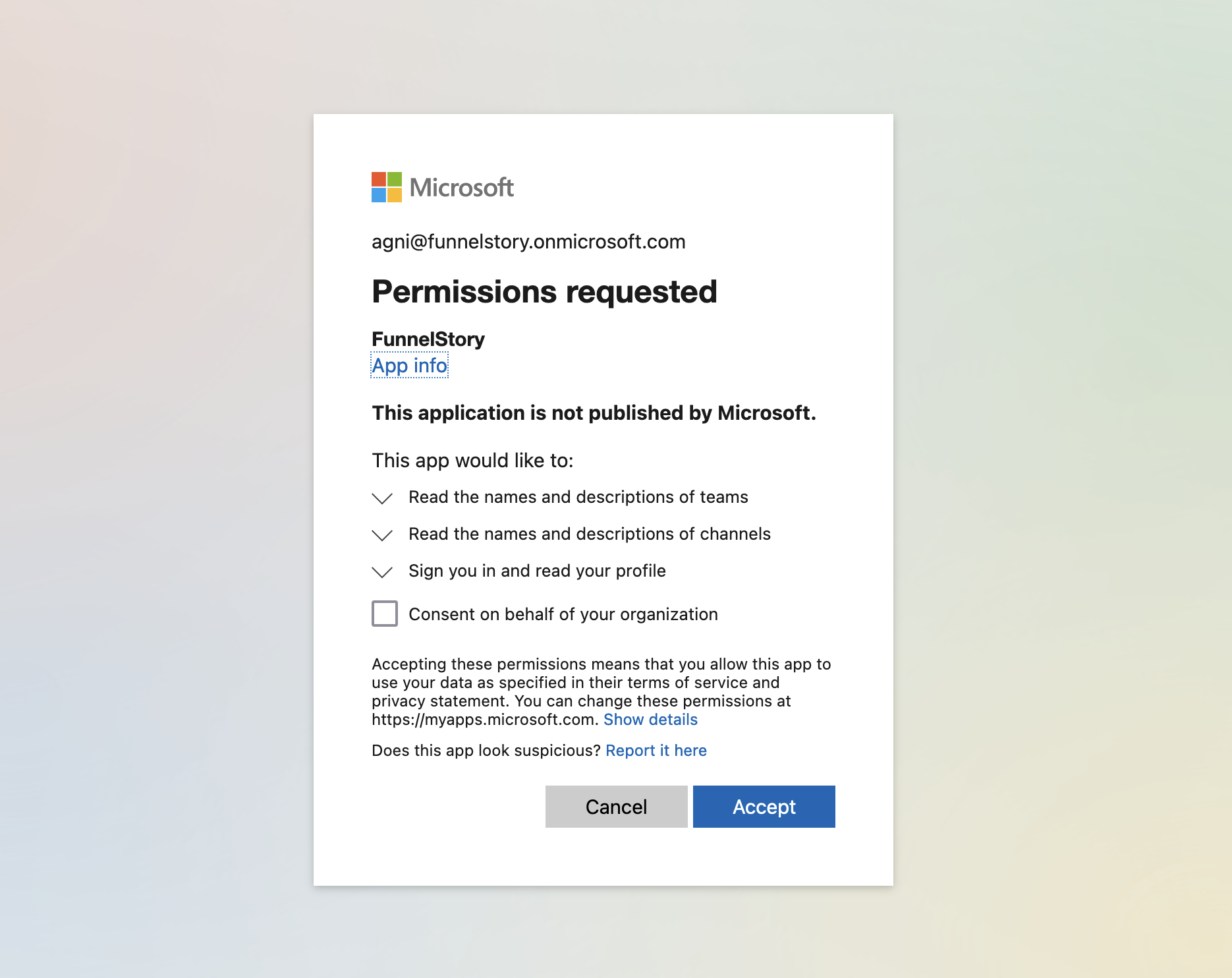 Microsoft OAuth completed