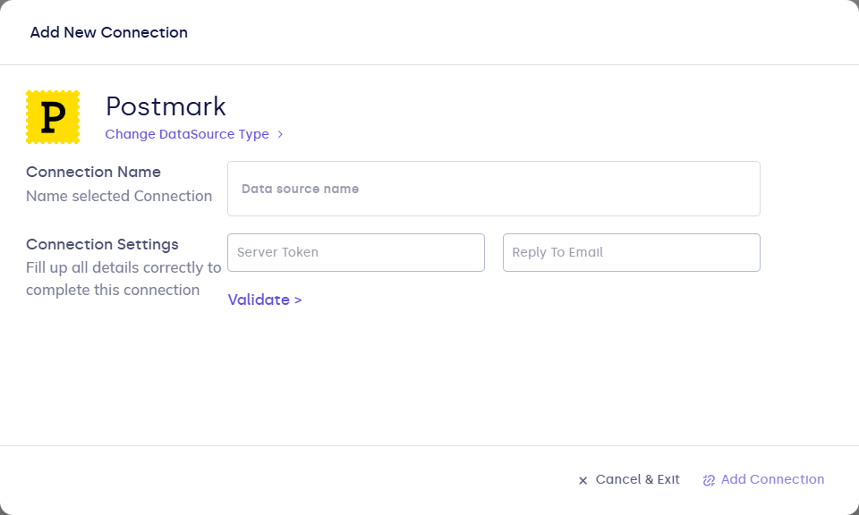 Postmark connection form