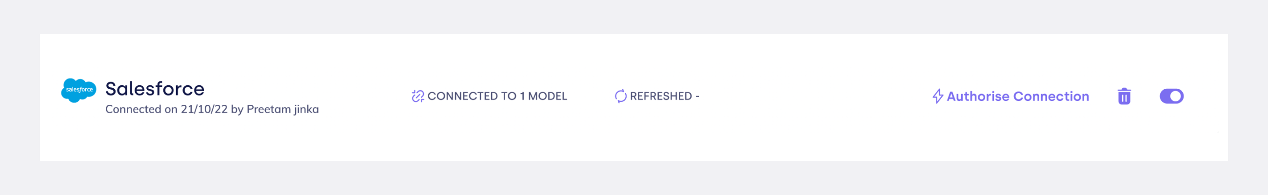 Salesforce connection connected
