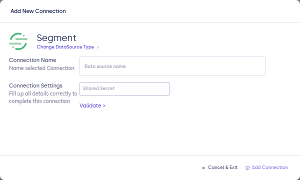 Segment connection settings (shared secret)
