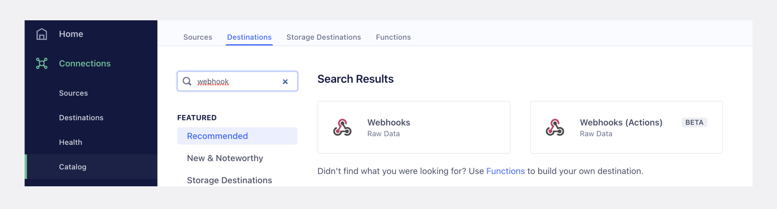 Segment catalog — Webhook destination