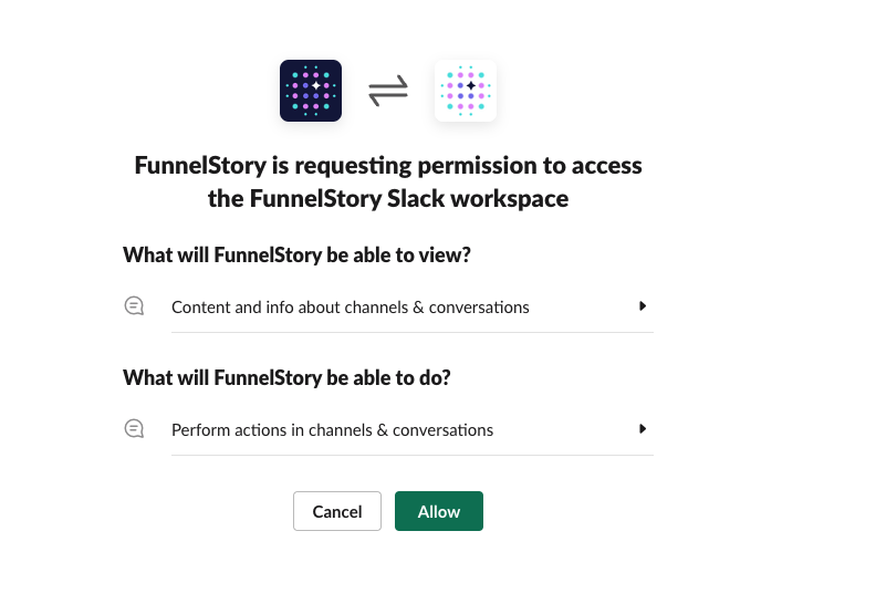 Slack OAuth — success or workspace selection