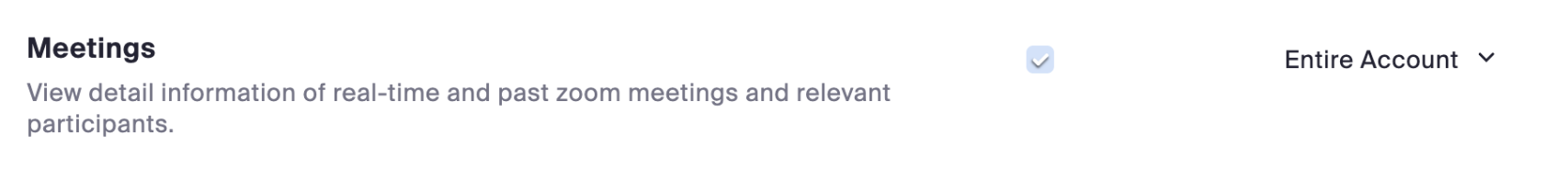 Zoom — Meetings (Entire account)