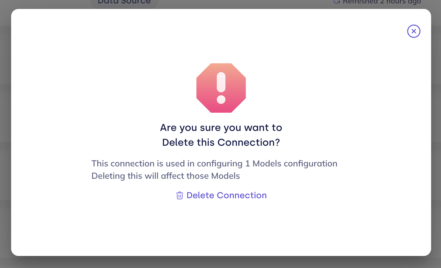 Zoom connection — confirm delete